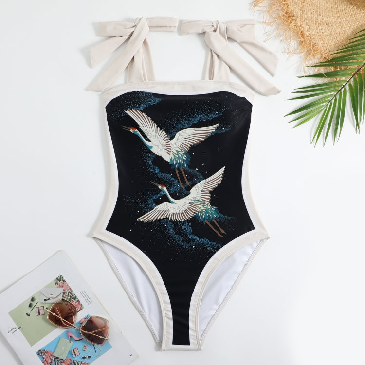 Retro Pattern One-Piece Hot Spring Outdoor Swimsuit Set, Size: S