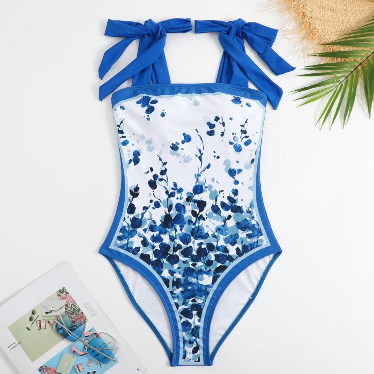 Retro Pattern One-Piece Hot Spring Outdoor Swimsuit Set, Size: S