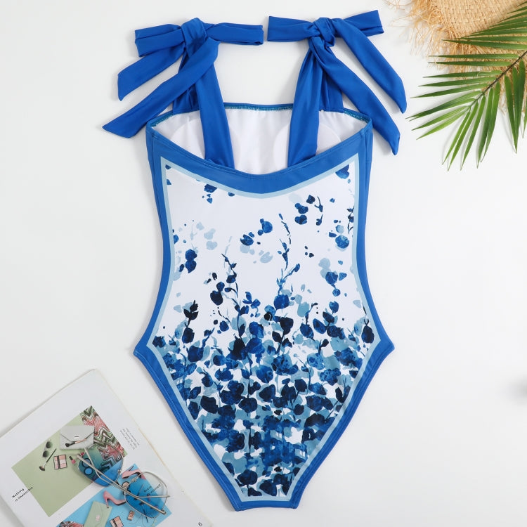 Retro Pattern One-Piece Hot Spring Outdoor Swimsuit Set, Size: S