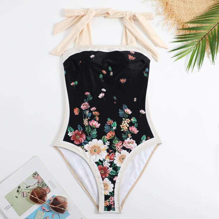 Retro Pattern One-Piece Hot Spring Outdoor Swimsuit Set, Size: M