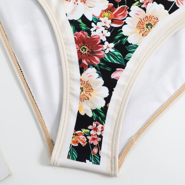 Retro Pattern One-Piece Hot Spring Outdoor Swimsuit Set, Size: L
