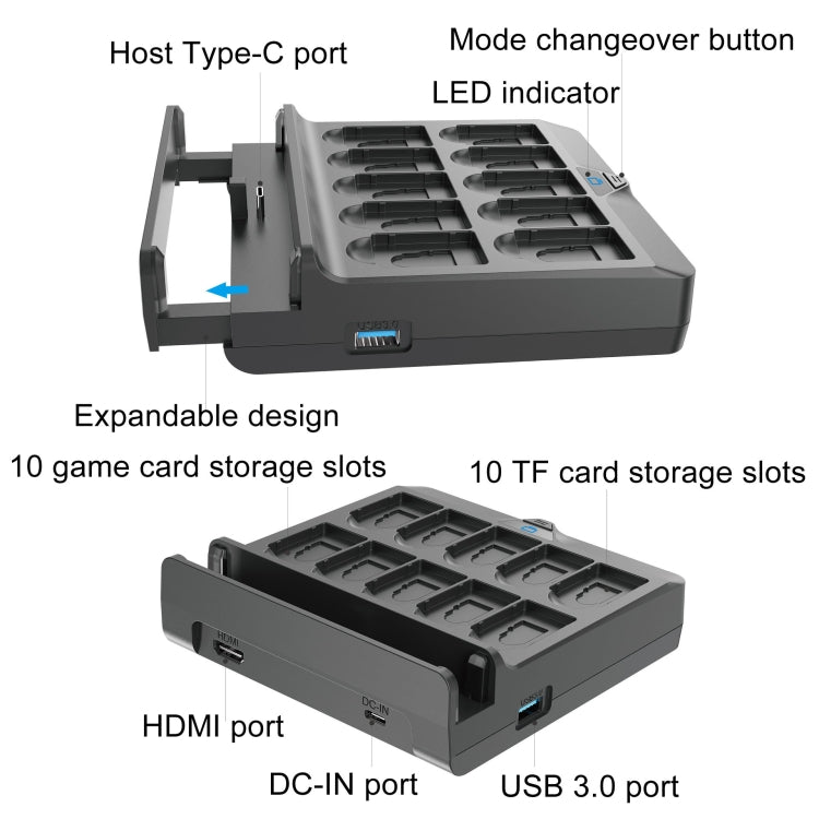 For Switch / Switch OLED Iplay NG-SW279 Cast Screen Charger Video Conversion Dock With Storage - Black
