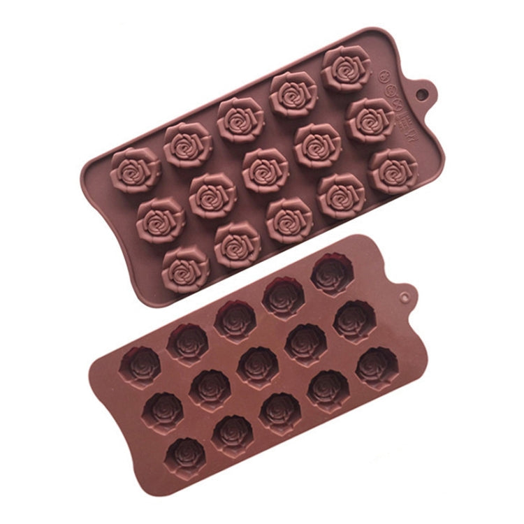 15 Grids Dimensional Rose Chocolate Mould Silicone Handmade Soap Molds - Chocolate Color