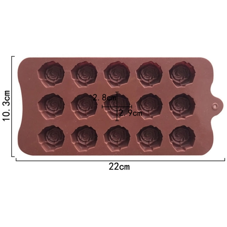 15 Grids Dimensional Rose Chocolate Mould Silicone Handmade Soap Molds - Chocolate Color
