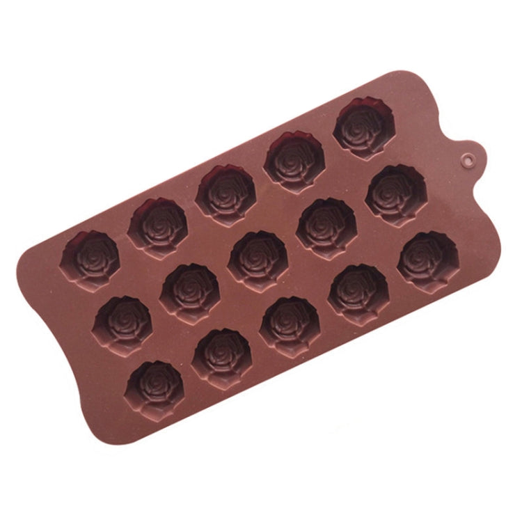 15 Grids Dimensional Rose Chocolate Mould Silicone Handmade Soap Molds - Chocolate Color