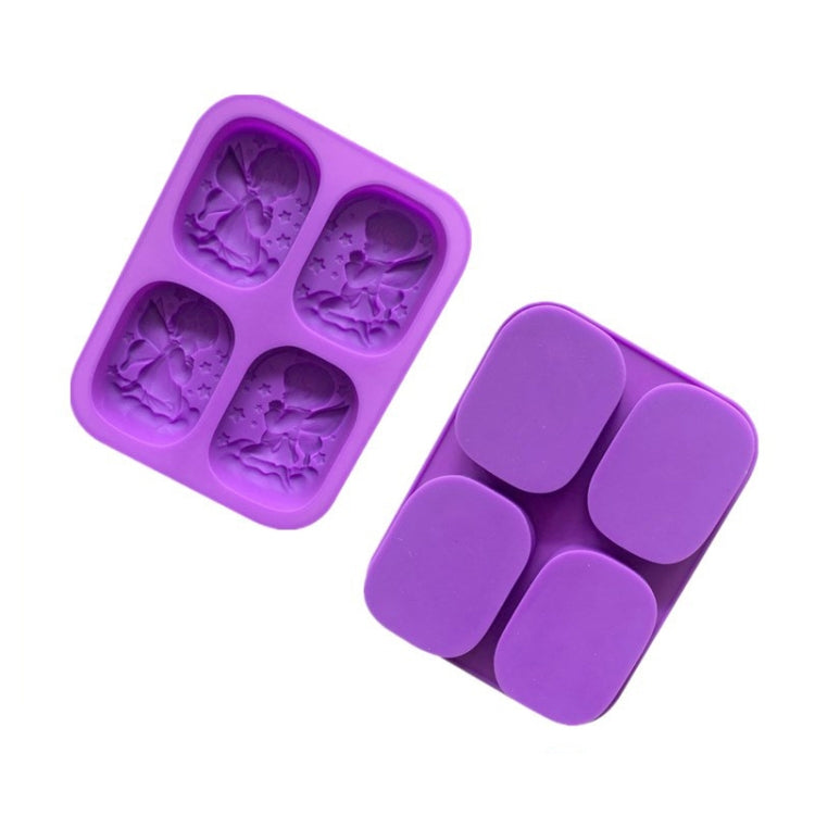 4 Grids Male And Female Angel Soap Mould Silicone Cake Mold - Purple