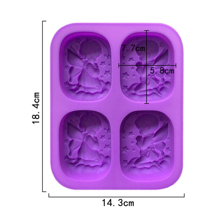 4 Grids Male And Female Angel Soap Mould Silicone Cake Mold - Purple