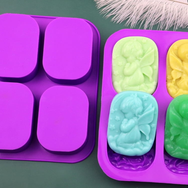 4 Grids Male And Female Angel Soap Mould Silicone Cake Mold - Purple