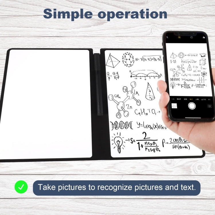 A5 Whiteboard Notebook Portable Erasable Draft Book Note Message Board - Black