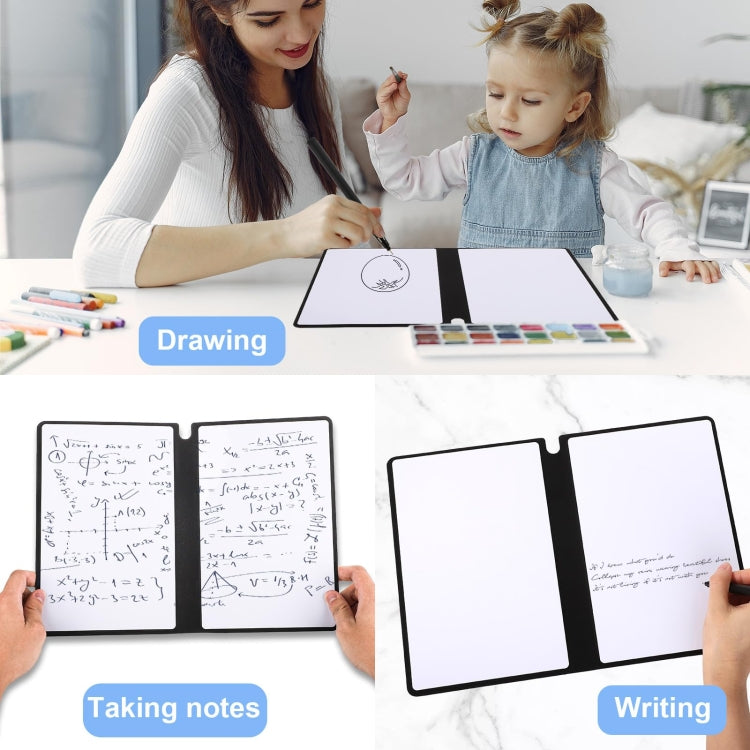 A5 Whiteboard Notebook Portable Erasable Draft Book Note Message Board - Black