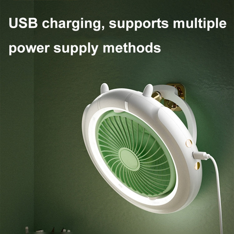 Night Light Desktop Folding Fan Outdoor Camping Hanging Mini Fan, Color: Green Basic