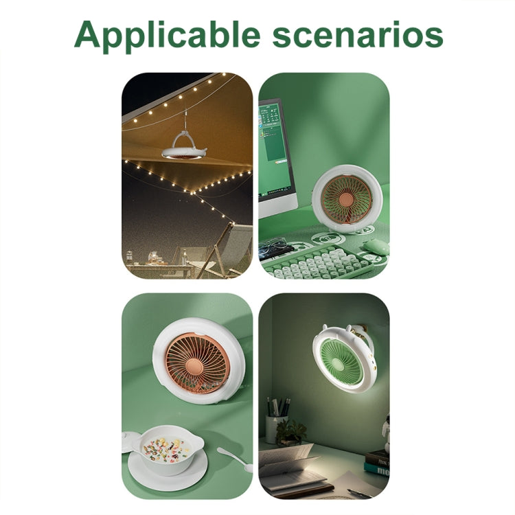 Night Light Desktop Folding Fan Outdoor Camping Hanging Mini Fan, Color: Green Upgraded