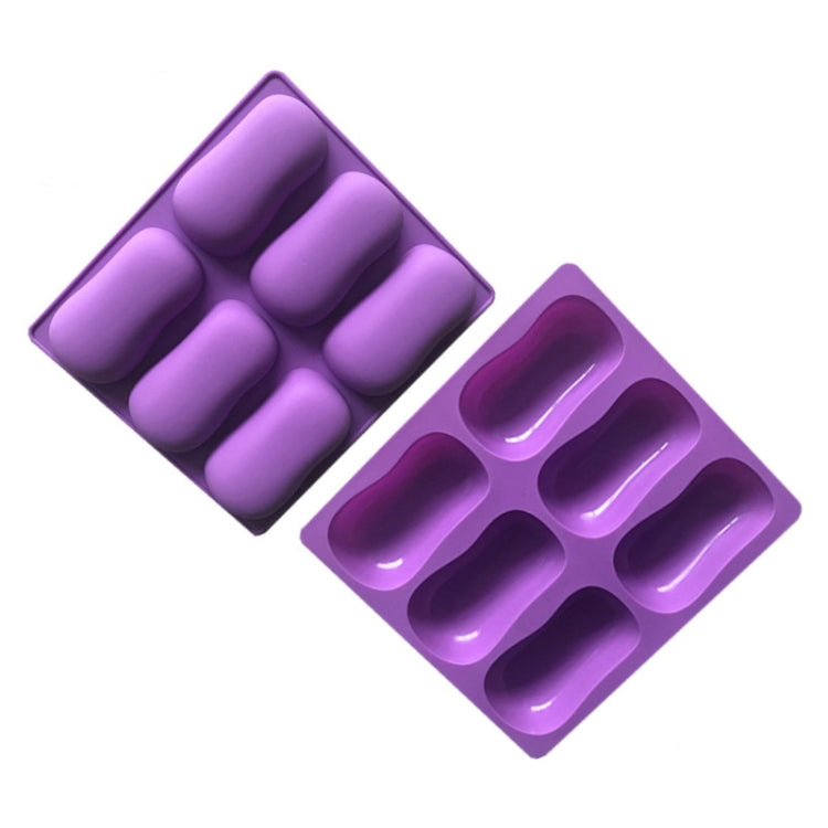 6 Grids Handmade Aromatherapy Soap Mould Baking DIY Silicone Molds - Purple