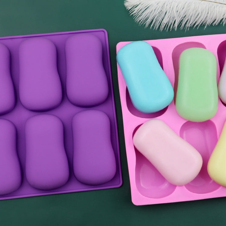 6 Grids Handmade Aromatherapy Soap Mould Baking DIY Silicone Molds - Purple