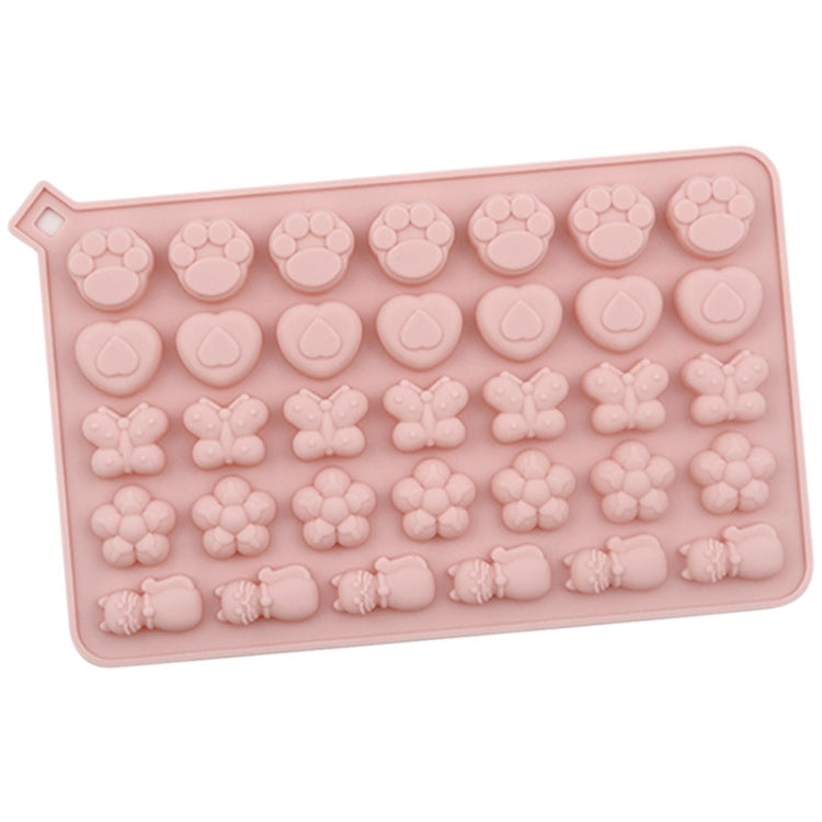 34 Grids Cats Butterfly Flower Silicone Mould DIY Cookie And Candy Decoration Molds - Pink