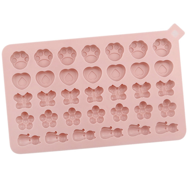 34 Grids Cats Butterfly Flower Silicone Mould DIY Cookie And Candy Decoration Molds - Pink