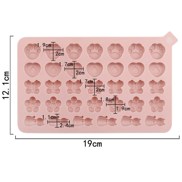 34 Grids Cats Butterfly Flower Silicone Mould DIY Cookie And Candy Decoration Molds - Pink