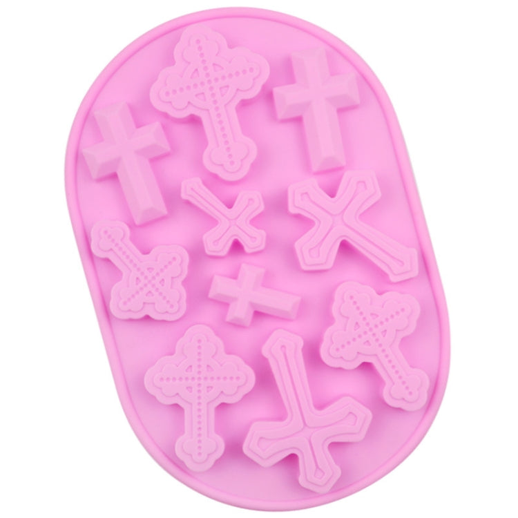 10 Grids Vintage Cross Silicone Chocolate Mould Cake Decoration Molds - Pink