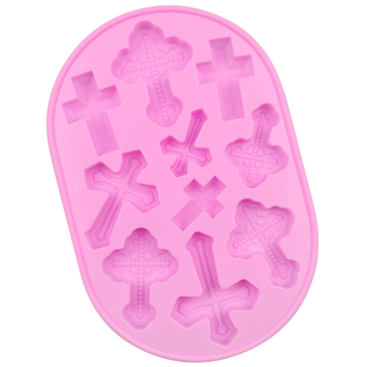 10 Grids Vintage Cross Silicone Chocolate Mould Cake Decoration Molds - Pink