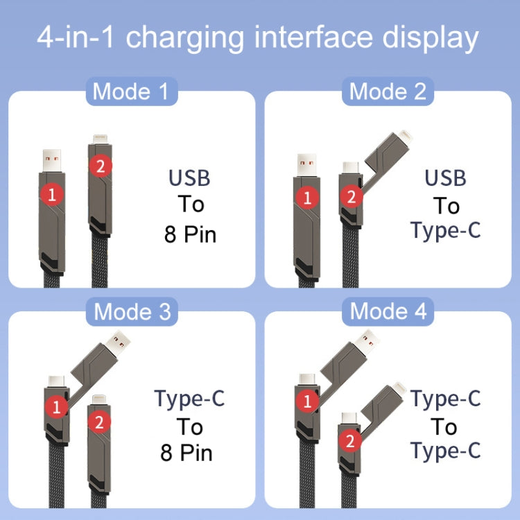 Mechatronic 4 In 1 Charging Cable Cell Phone Fast Charging Data Cords, Length: 1m