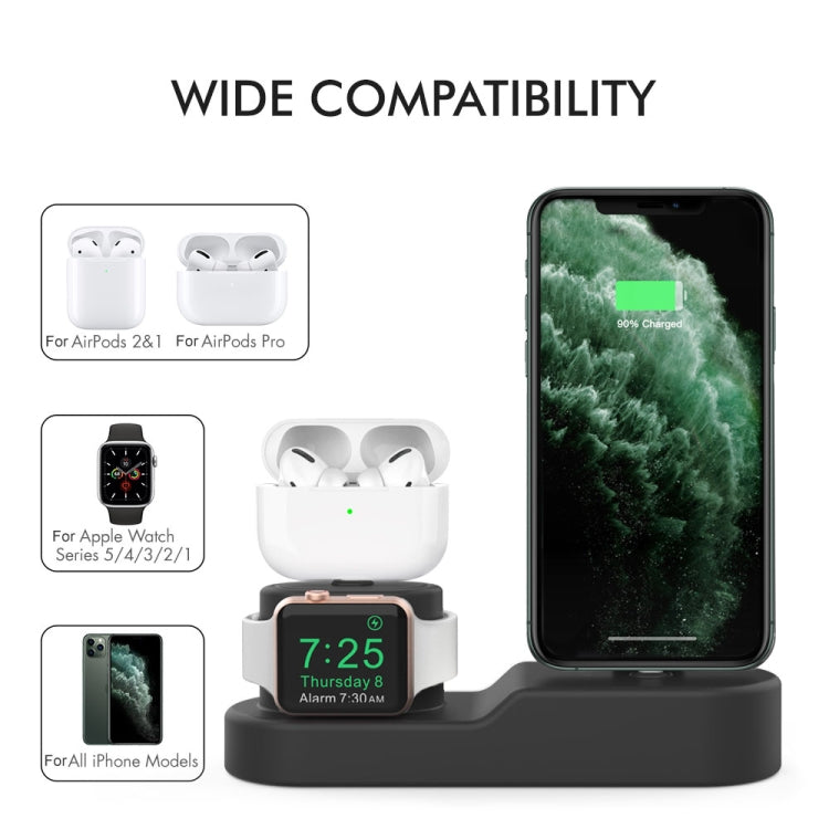 AhaStyle PT28-3 For iPhone / Apple Watch / AirPods 3 In 1 Silicone Desktop Charging Storage Base Bracket