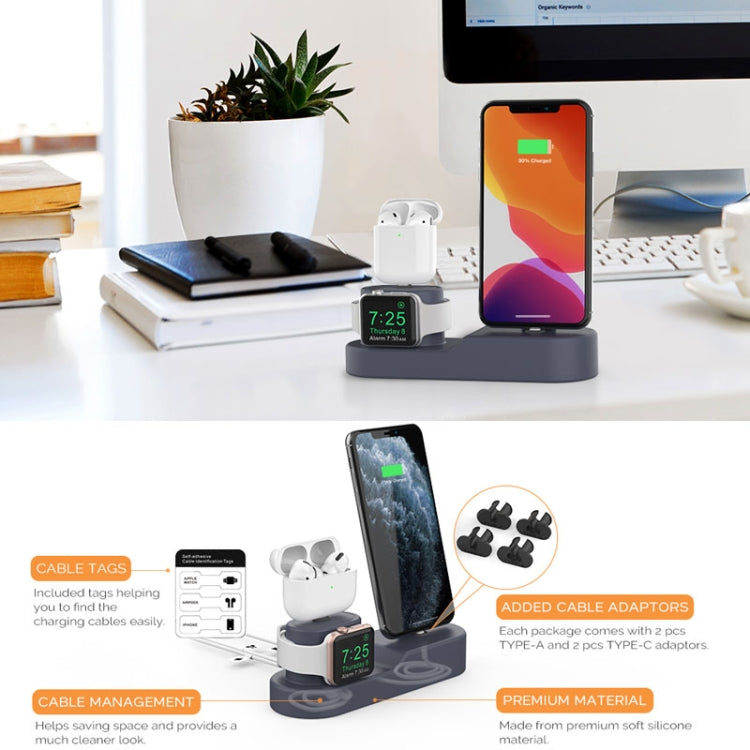 AhaStyle PT28-3 For iPhone / Apple Watch / AirPods 3 In 1 Silicone Desktop Charging Storage Base Bracket
