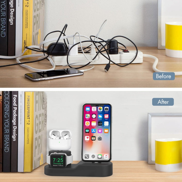 AhaStyle PT28-3 For iPhone / Apple Watch / AirPods 3 In 1 Silicone Desktop Charging Storage Base Bracket