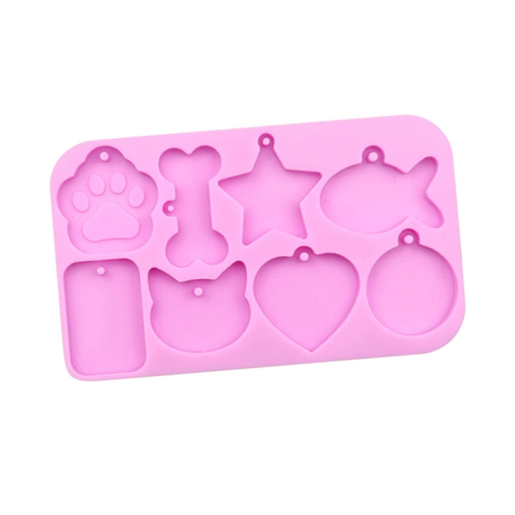 8 Grids Cats Paw Pentagram Love Fish Molds Silicone Drip Mould - Pink