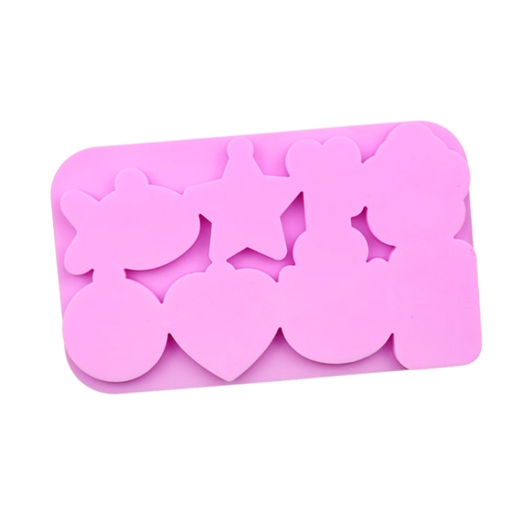 8 Grids Cats Paw Pentagram Love Fish Molds Silicone Drip Mould - Pink