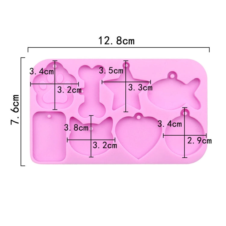 8 Grids Cats Paw Pentagram Love Fish Molds Silicone Drip Mould - Pink