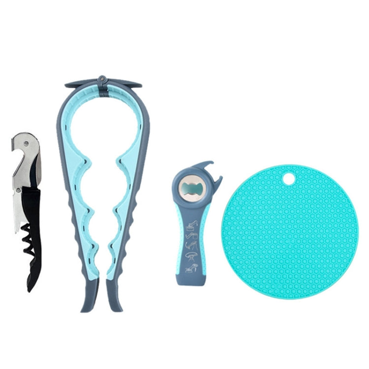 Multifunctional 4 In 1 Bottle Opener Household Saving Force Opener Style 1  - Blue