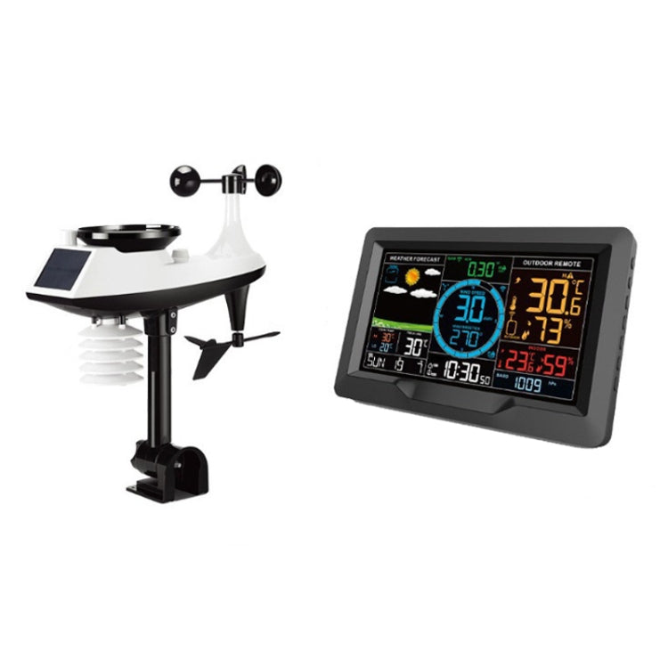 Wireless Weather Station Wind Speed Rain And Wind Direction Detection Weather Forecast Clock - Black