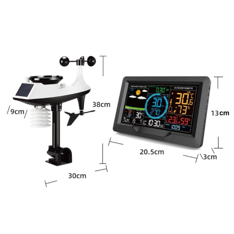 Wireless Weather Station Wind Speed Rain And Wind Direction Detection Weather Forecast Clock - Black