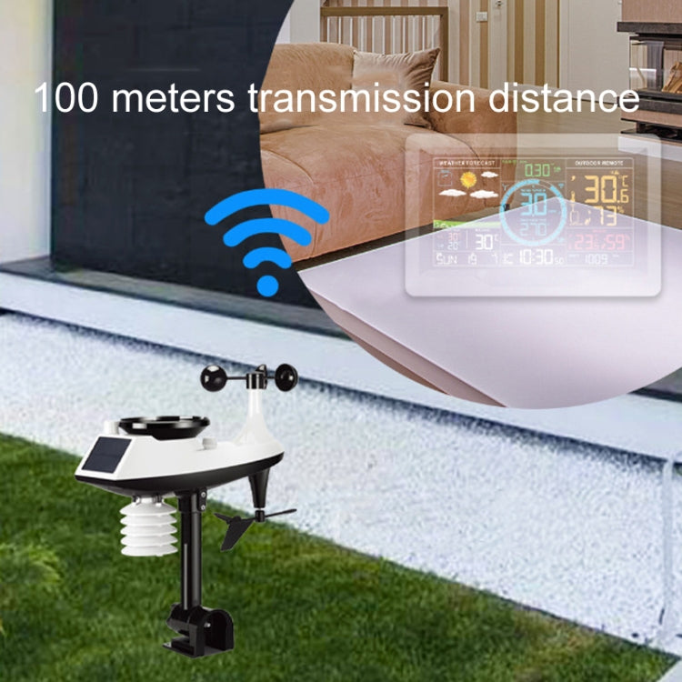 Wireless Weather Station Wind Speed Rain And Wind Direction Detection Weather Forecast Clock - Black