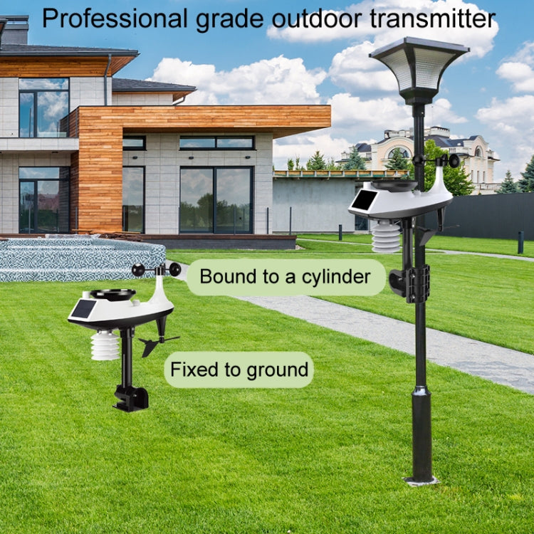 Wireless Weather Station Wind Speed Rain And Wind Direction Detection Weather Forecast Clock - Black