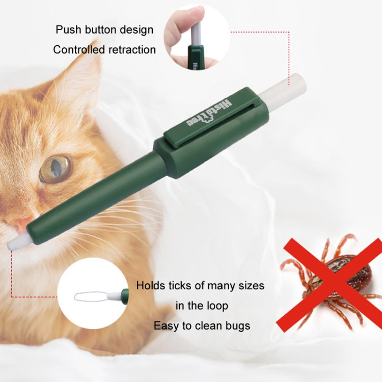 Pet Pest Catching Pen Cats Grooming Bug Scratcher Tick Clip Dogs Flea Removal Clip - Olive Green