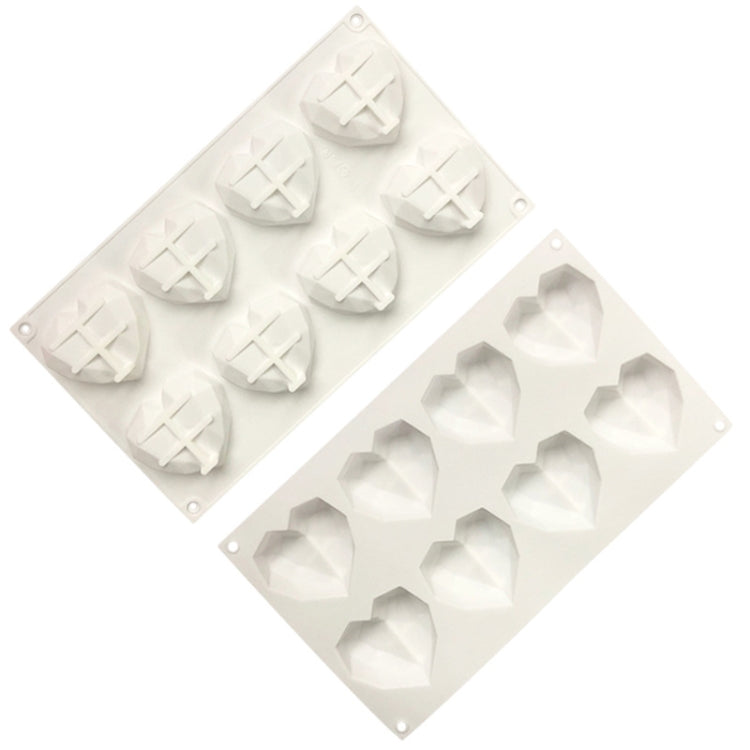 8 Grids Two Rows Heart Chocolate Mould DIY Baking Cake Tools - White