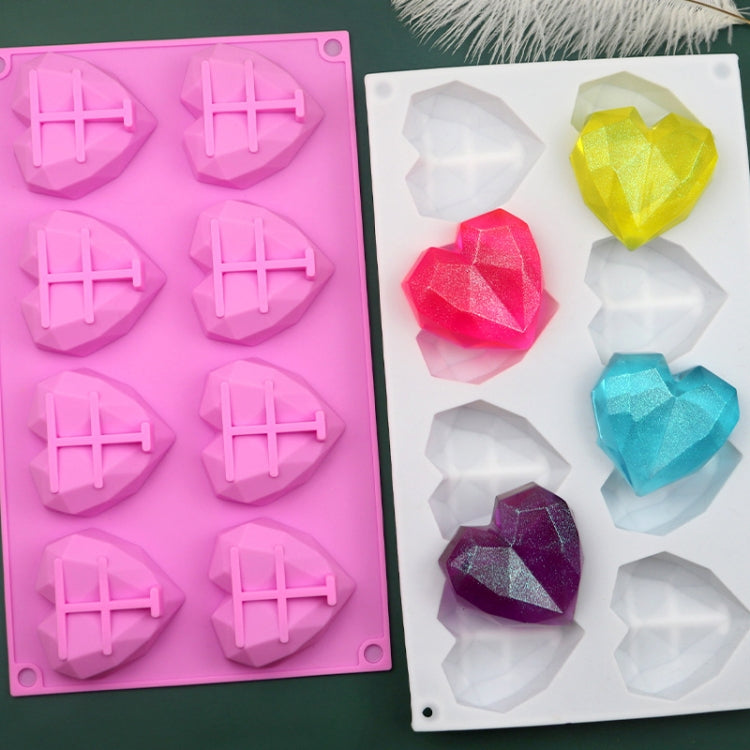 8 Grids Two Rows Heart Chocolate Mould DIY Baking Cake Tools - White
