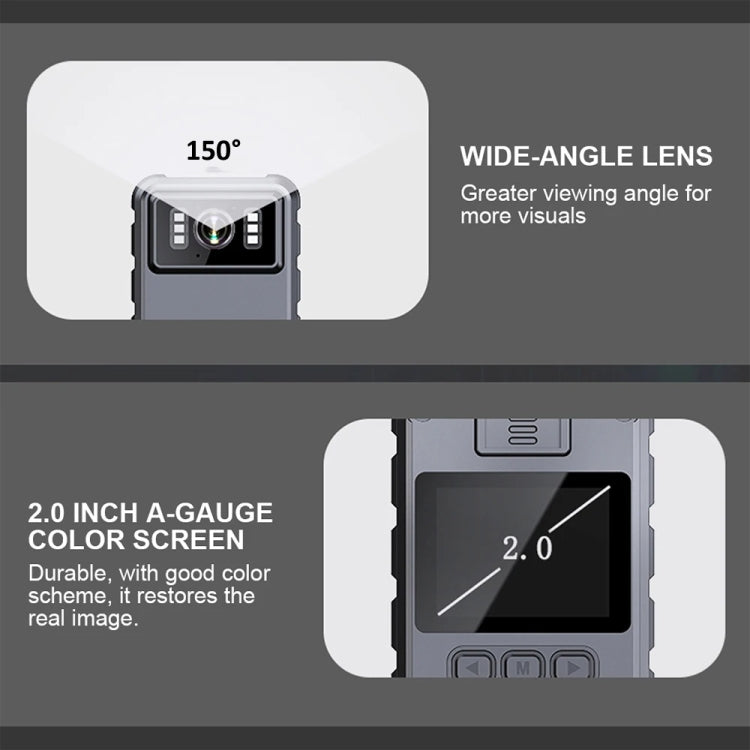 L9 1080P  2.0 Inch IPS Screen Video Recorder With Back Clip IP65 Waterproof Mini Camcorders