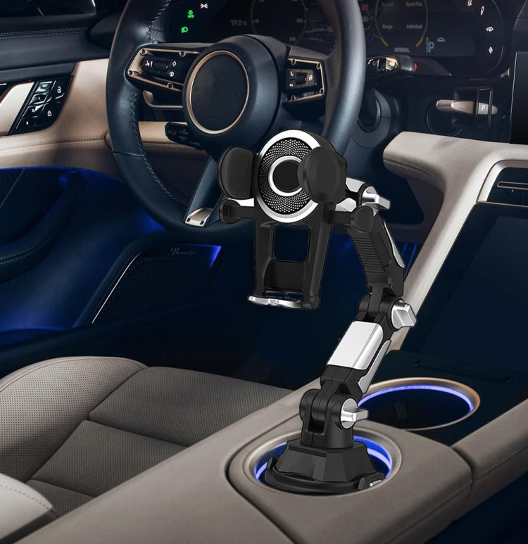 Universal Long Tube 3 Joints Adjustable Car Water Cup Position Cell Phone Holder - S0666A Silver