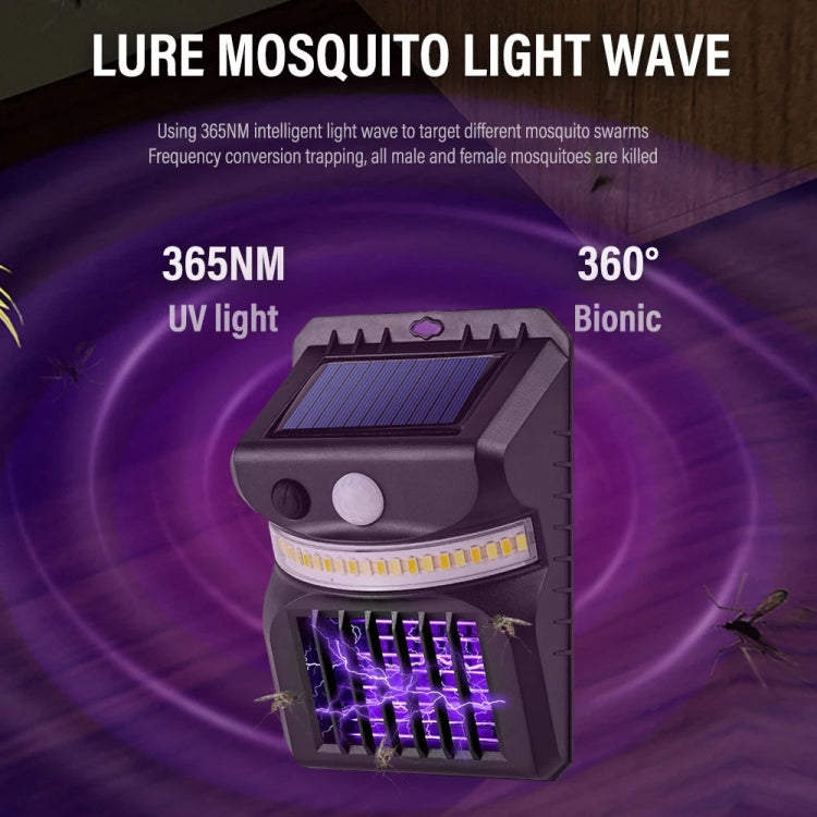 E-SMARTER W792 LED Solar Wall Light With Purple Light Mosquito Control Function Human Intelligent Sensor Outdoor Garden Lamp, Specification: White Light
