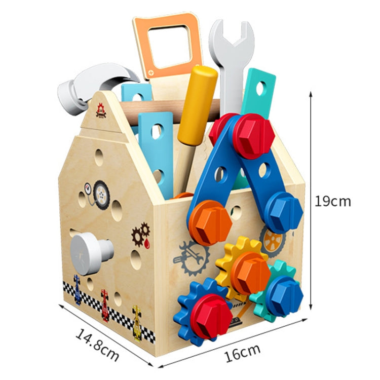 Wooden Multifunction Toolbox Early Learning Disassembly Nut Tool Basket Children Educational Toy - Colorful