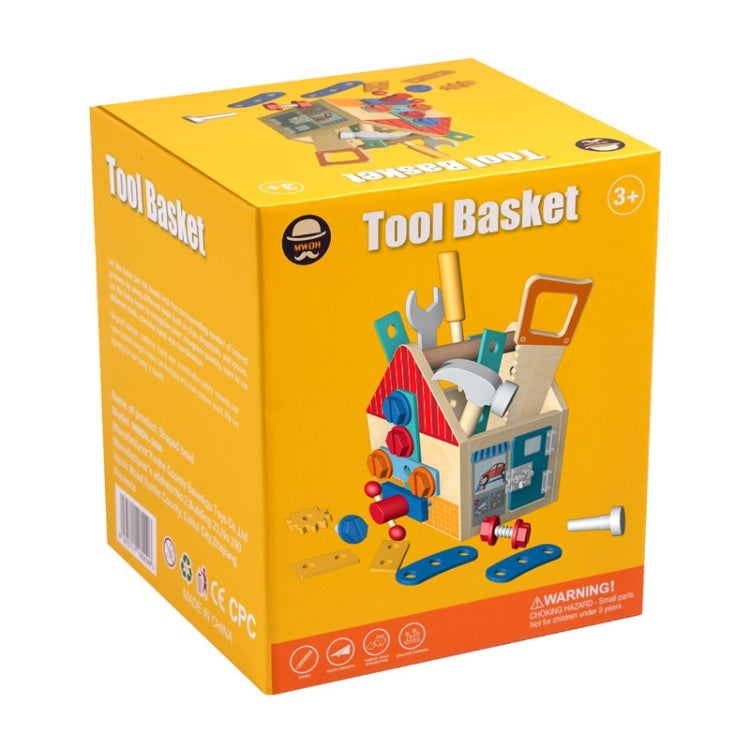 Wooden Multifunction Toolbox Early Learning Disassembly Nut Tool Basket Children Educational Toy - Colorful