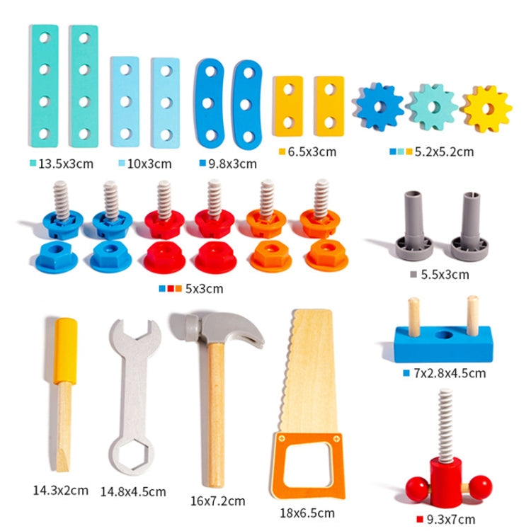Wooden Multifunction Toolbox Early Learning Disassembly Nut Tool Basket Children Educational Toy - Colorful