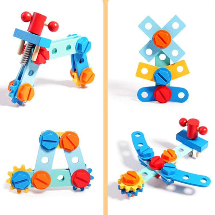 Wooden Multifunction Toolbox Early Learning Disassembly Nut Tool Basket Children Educational Toy - Colorful