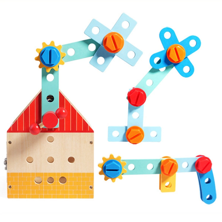 Wooden Multifunction Toolbox Early Learning Disassembly Nut Tool Basket Children Educational Toy - Colorful