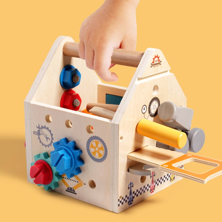 Wooden Multifunction Toolbox Early Learning Disassembly Nut Tool Basket Children Educational Toy - Colorful