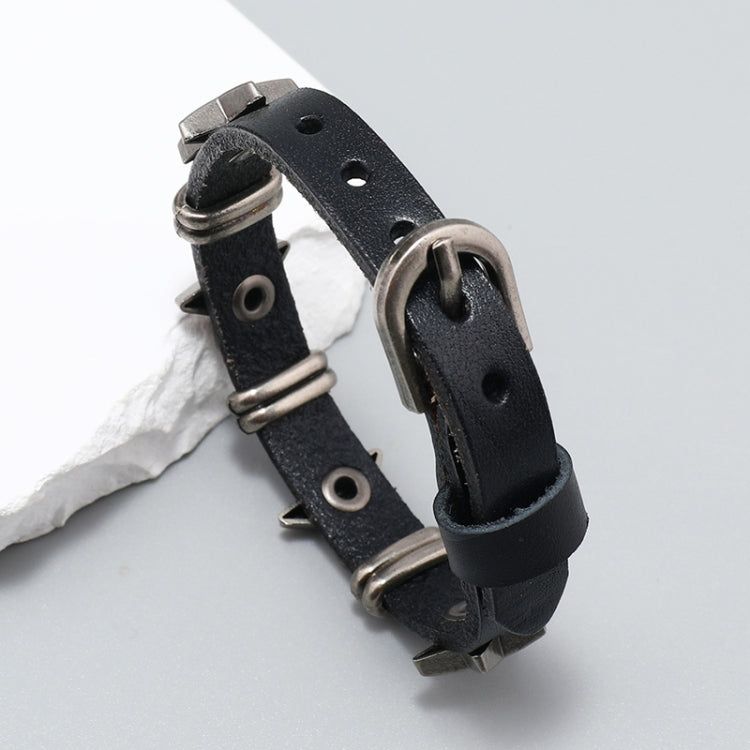 Personalized Street Punk Style Bracelet Pentagram Vintage Cowhide Bracelet