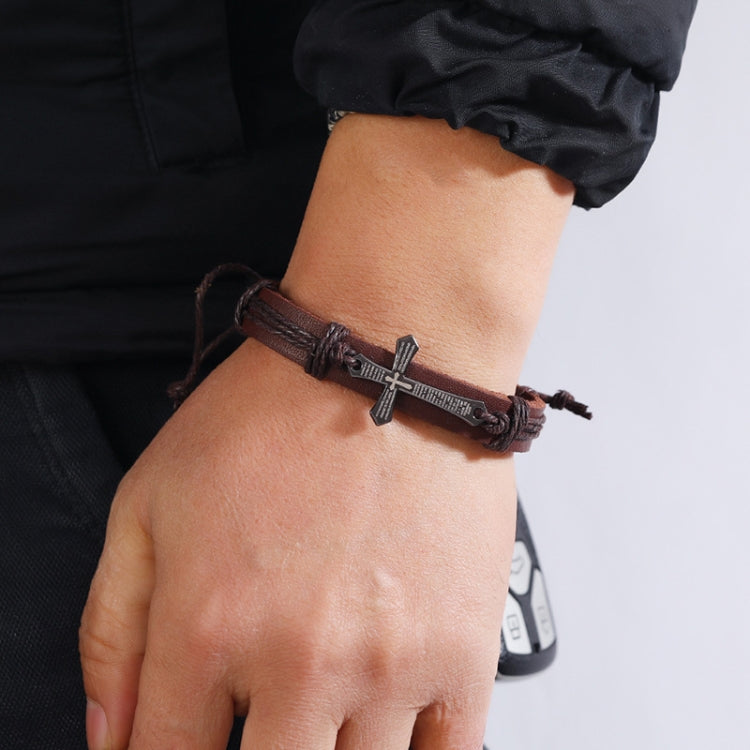 Personalized Hand-Woven Leather Bracelet Simple Pull-Out Adjustable Vintage Wristbands