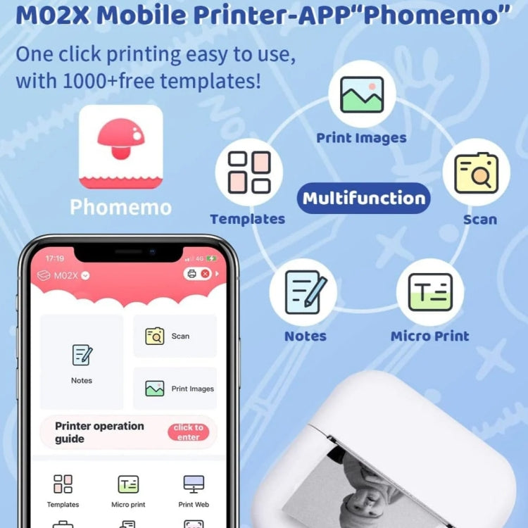 Phomemo M02X Inkless Pocket Printer Bluetooth Thermal Portable Sticker Maker Machine - Green